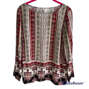 J.JILL‎ Geometric Multicolor Rayon Ladies Career Blouse, M